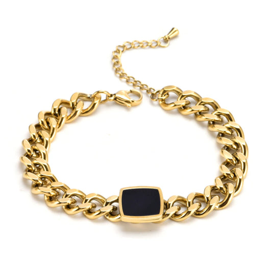 6 Black & Gold Square Bracelet