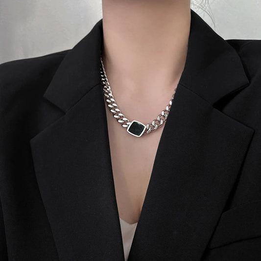 Black / Silver Square Necklace