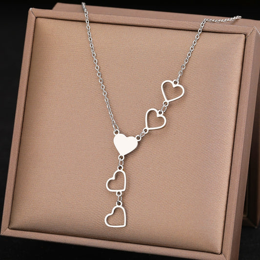 9 Heart Silver Necklace