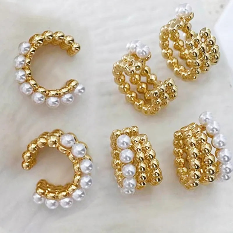 3 Pearl and Gold Cuffs