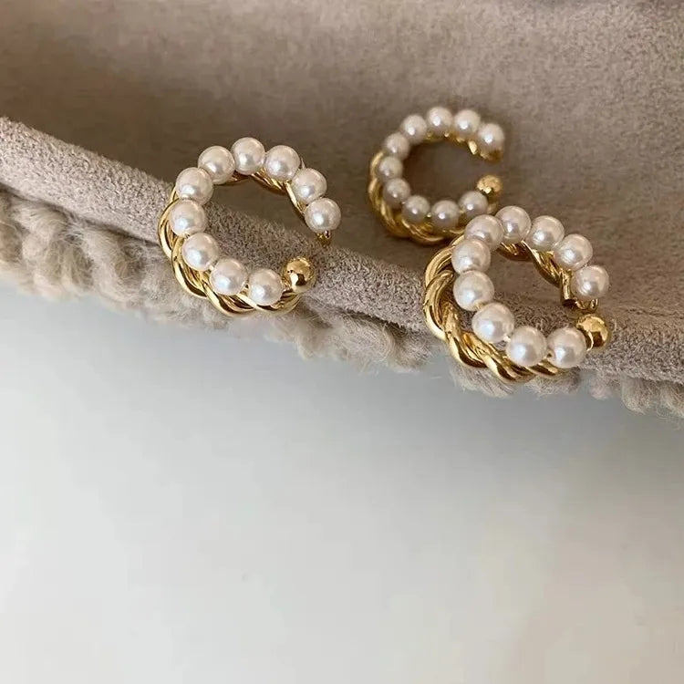 3 Pearl and Gold Cuffs